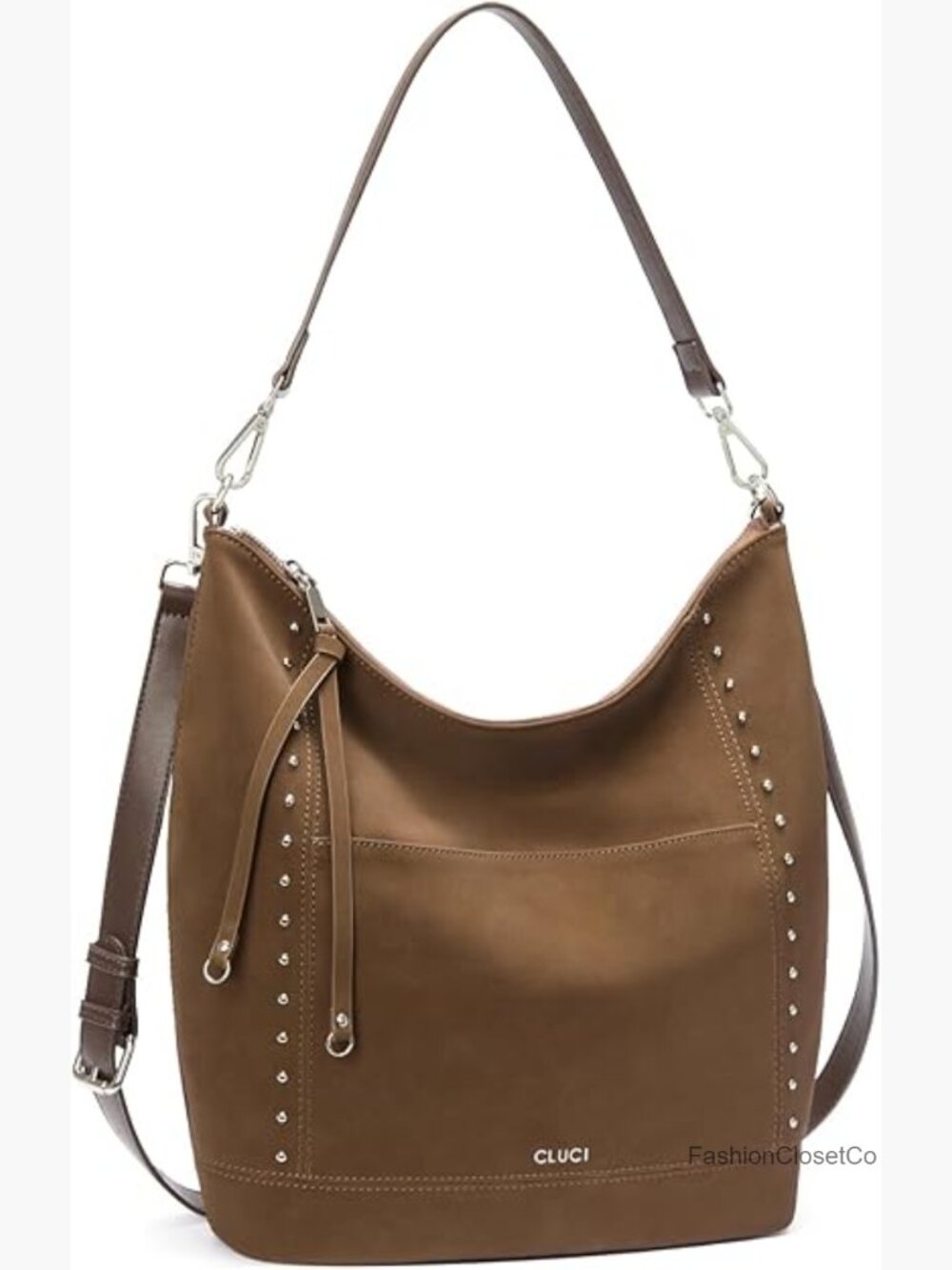 Large Crossbody Hobo Bag with Fringe, Vegan Leather Shoulder Bag for Work Travel - Picture 1 of 7